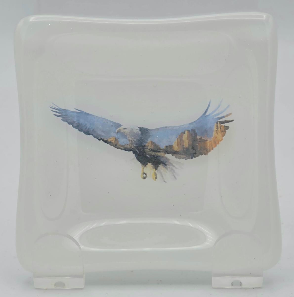 Small Dish-Scenic Eagle on White by Kathy Kollenburn 