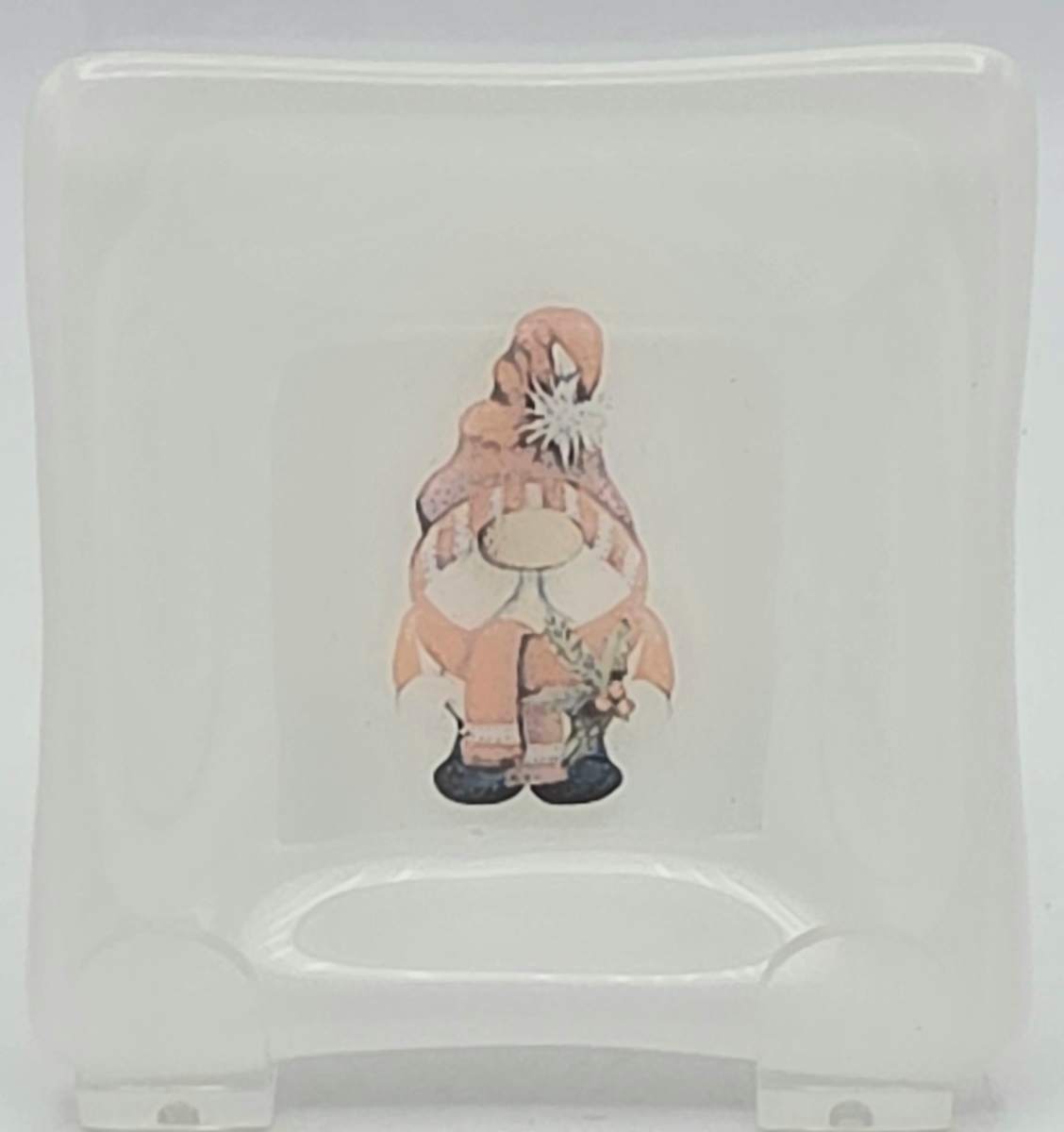 Small Dish-Santa Gnome on White by Kathy Kollenburn 