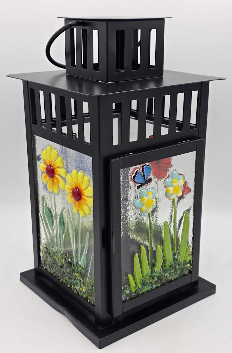 Lantern with Botanical Panels, Black by Kathy Kollenburn 