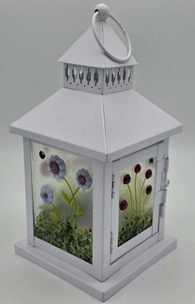 Lantern with Botanical Panels, White, Small by Kathy Kollenburn 