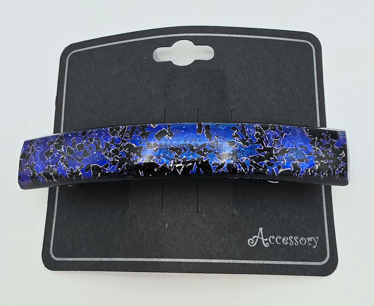 Barrette-Blue Splatter Dichroic Pattern by Kathy Kollenburn, Image 2.