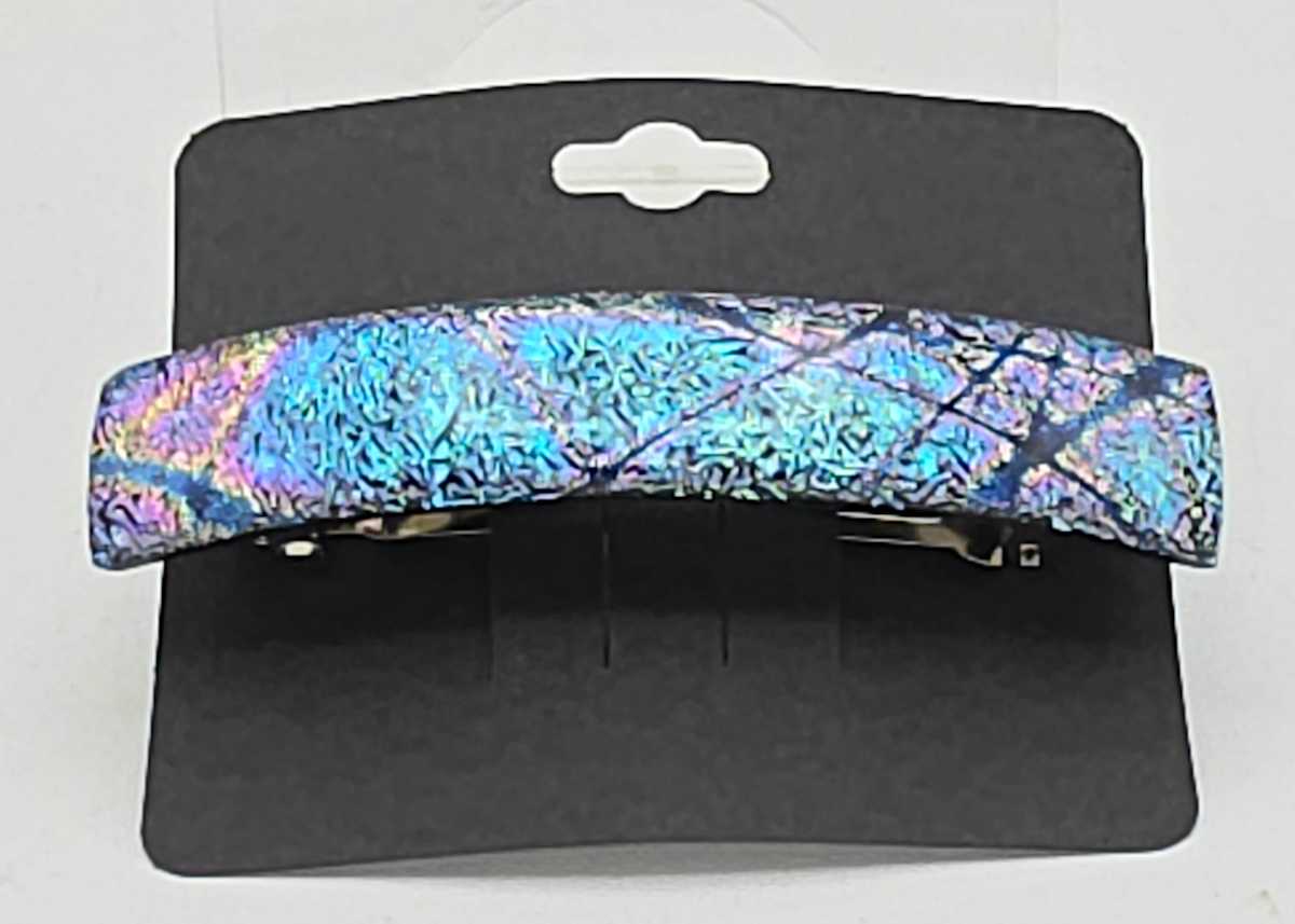 Barrette-Pixie Stix Crinkled Dichroic, Capped by Kathy Kollenburn, Image 2.