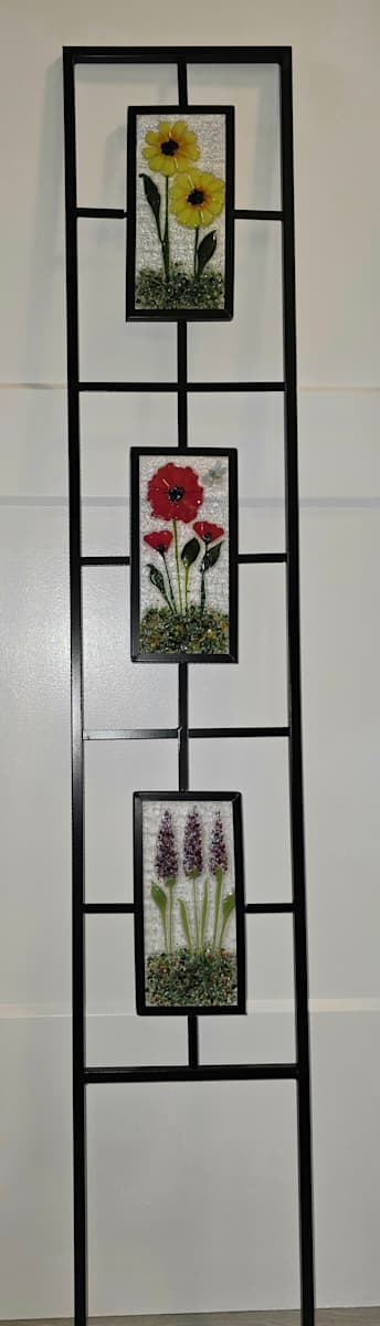 Trellis with Yellow Daisies, Red Poppies, and Lavender by Kathy Kollenburn, Image 4.