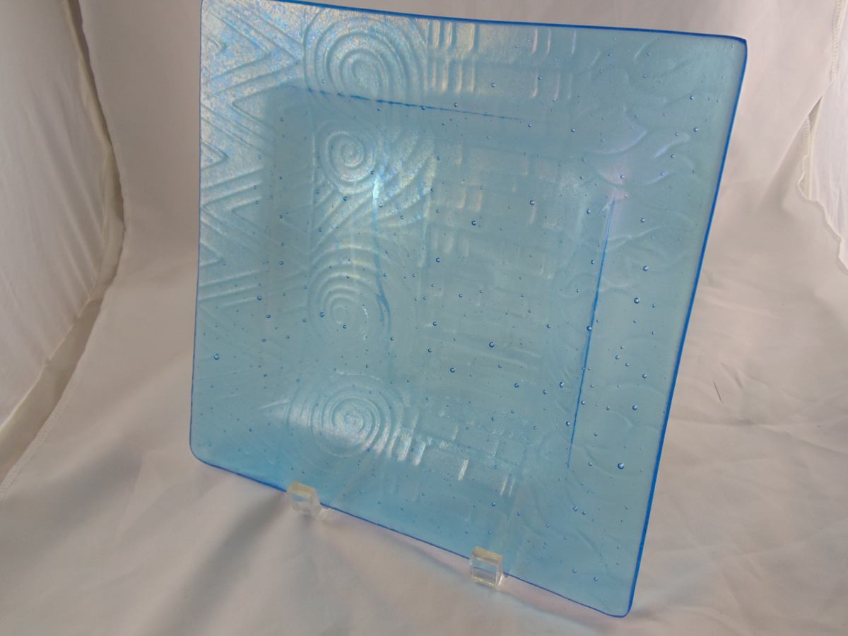 Impressed Dish-Light Turquoise by Kathy Kollenburn, Image 1.