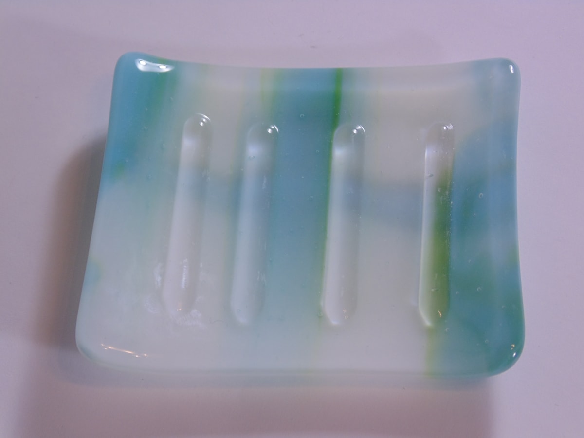Soap dish-Turquoise, white, green by Kathy Kollenburn, Image 1.