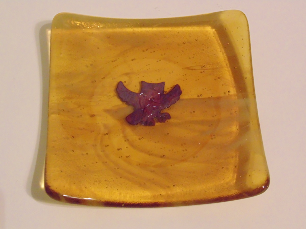 Small sushi-Amber streaky with Copper Owl by Kathy Kollenburn 