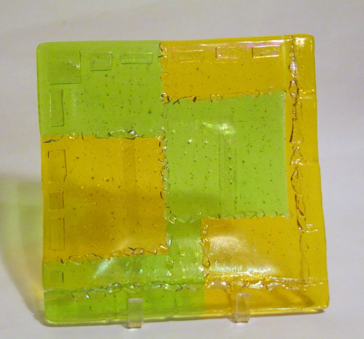 Square Sectioned Plate with Irid Dividers and Accents by Kathy Kollenburn 