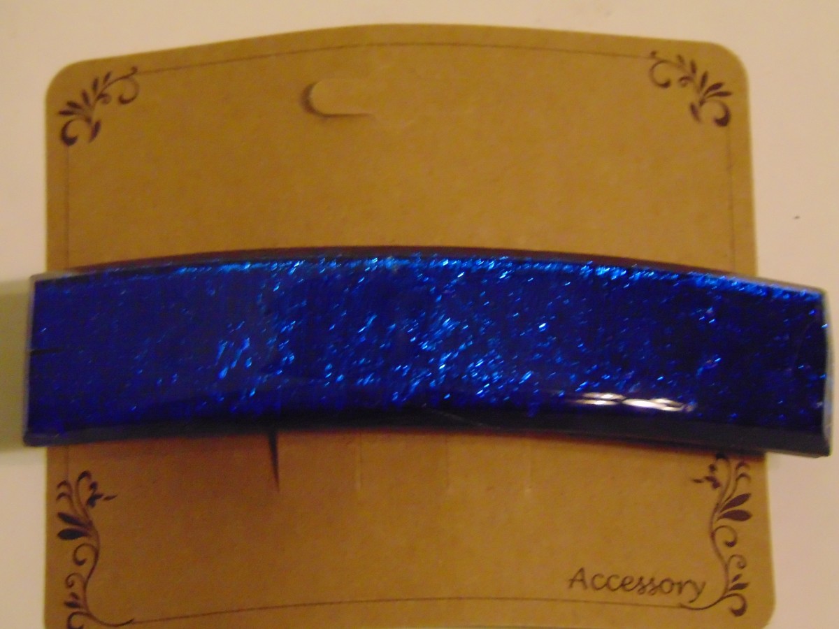 Barrette-Dichroic Blue by Kathy Kollenburn 