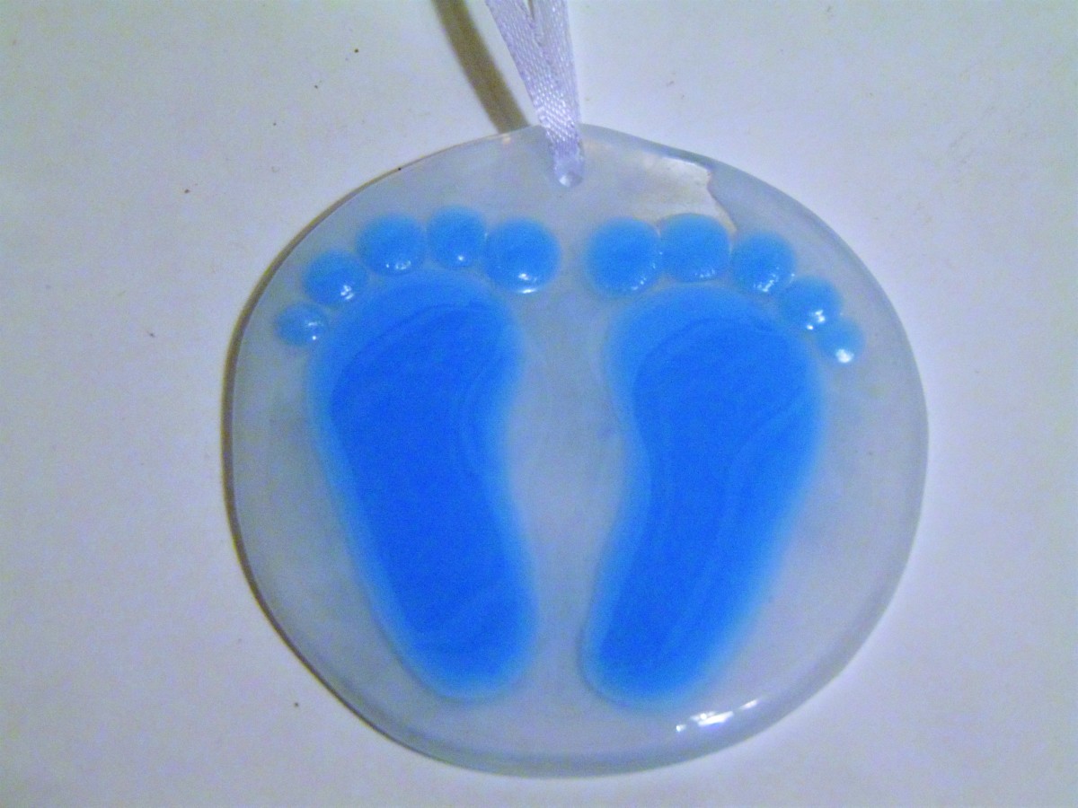 Baby's First Ornament-Blue Baby Feet by Kathy Kollenburn 
