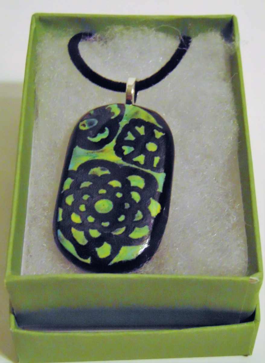 Necklace-Floral in Greens by Kathy Kollenburn 