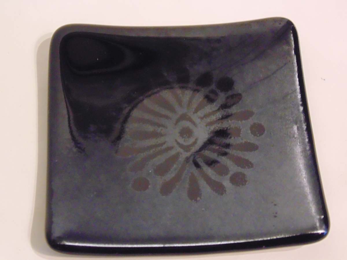 Small dish-Mandala on Silver Irid by Kathy Kollenburn, Image 1.