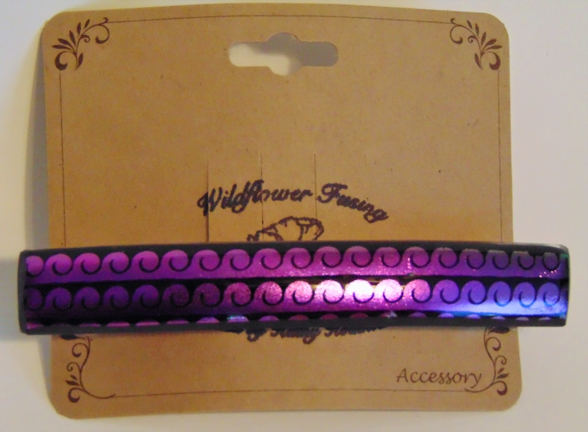 Barrette-Purple Swirl Dichro by Kathy Kollenburn 