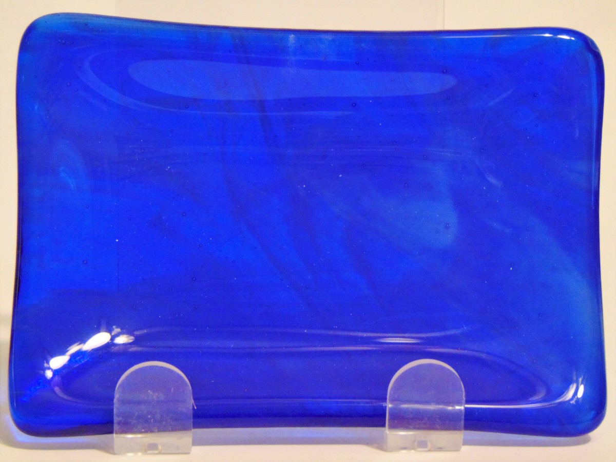 Soap Dish/Spoon Rest-Blue Streaky by Kathy Kollenburn 