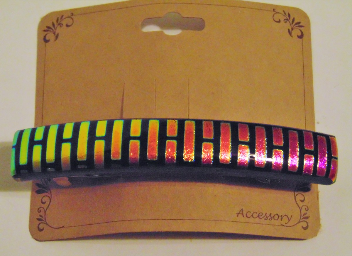 Barrette, Brick Pattern Dichroic by Kathy Kollenburn 