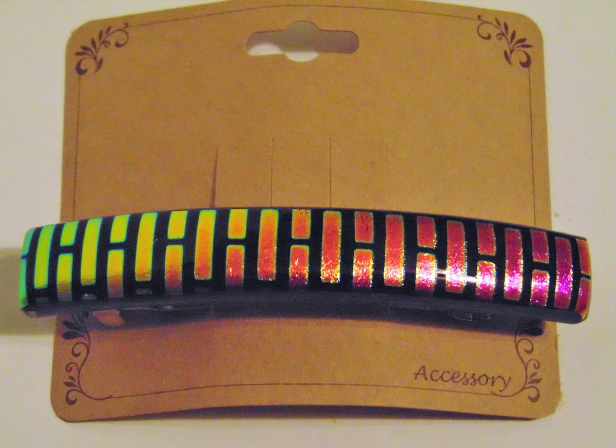Barrette, Brick Pattern Dichroic by Kathy Kollenburn, Image 1.