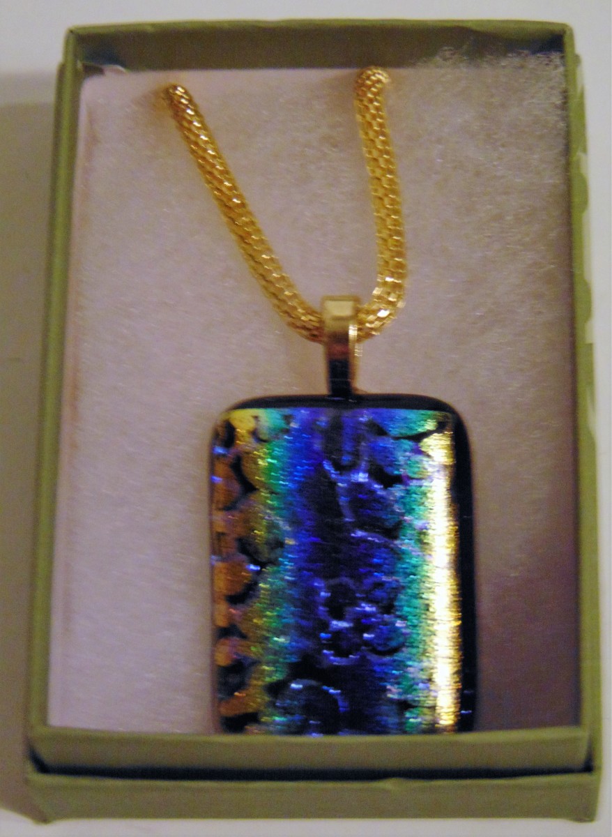 Necklace-Etched Dichroic with Floral Pattern by Kathy Kollenburn 