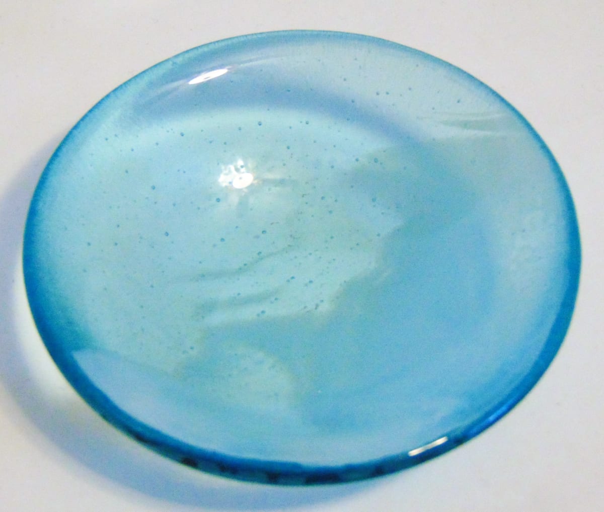 Small Bowl, Light Aquamarine with White Streaky by Kathy Kollenburn 