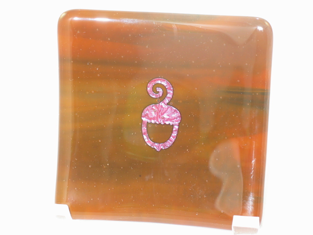 Earthy streaky acorn sushi plate by Kathy Kollenburn 