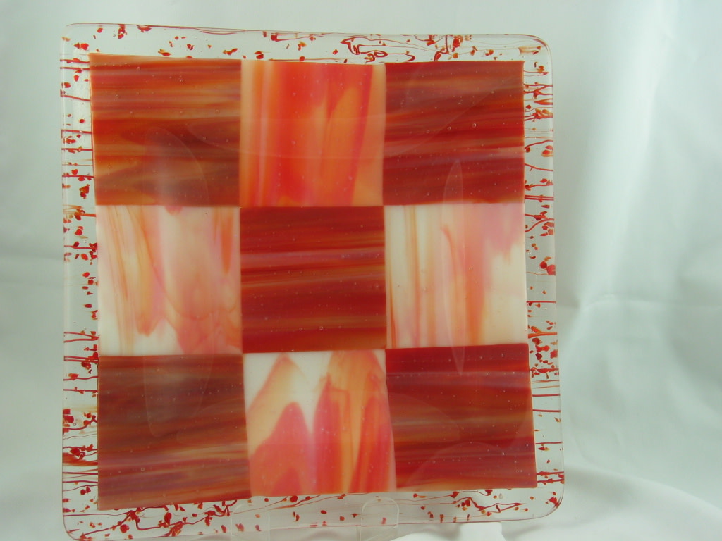 Orange/Red Confetti Stringer Dish by Kathy Kollenburn 