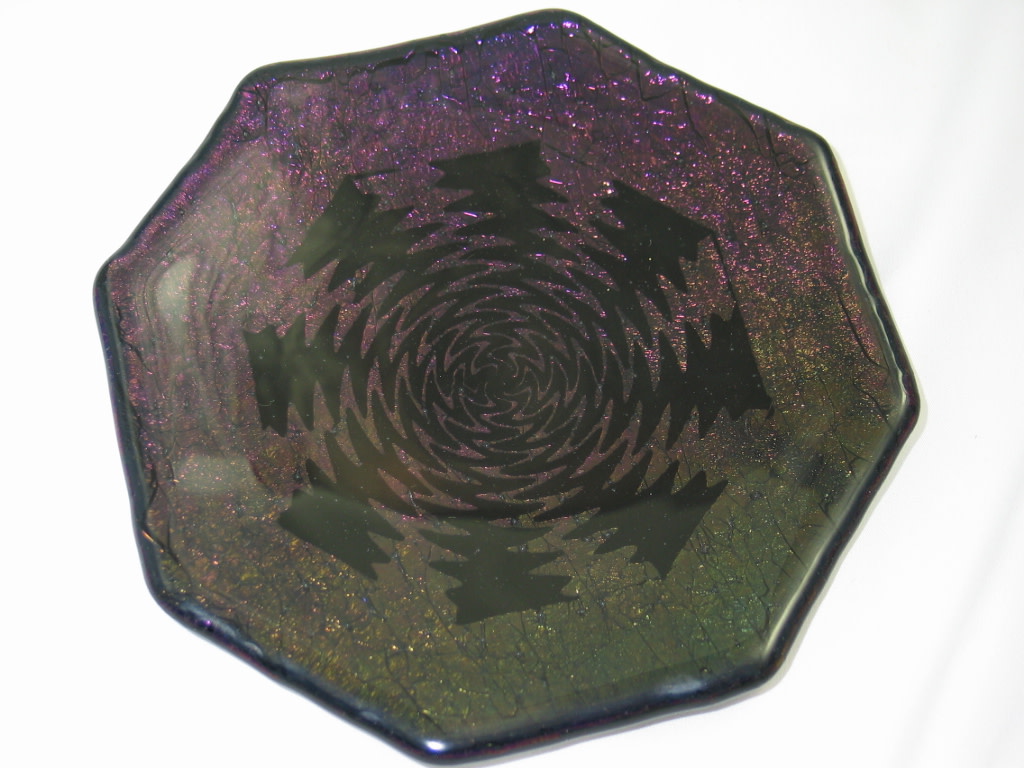 Octogon Plate Sandblasted Design by Kathy Kollenburn 
