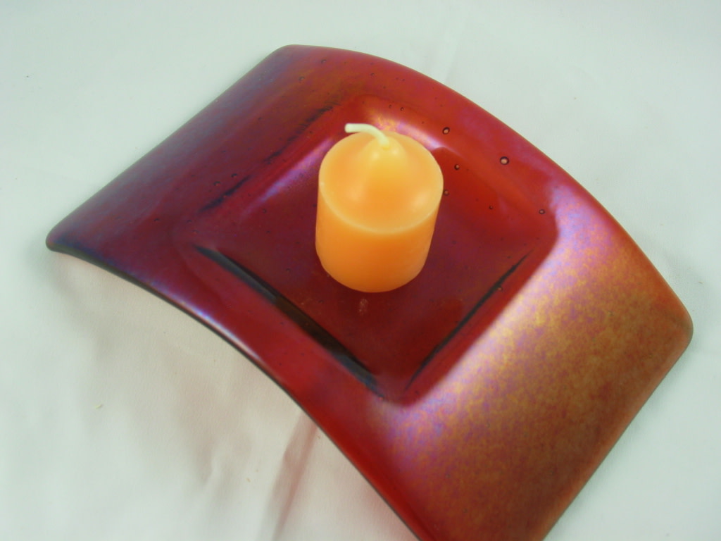Single Candle Bridge Coral Irid by Kathy Kollenburn 