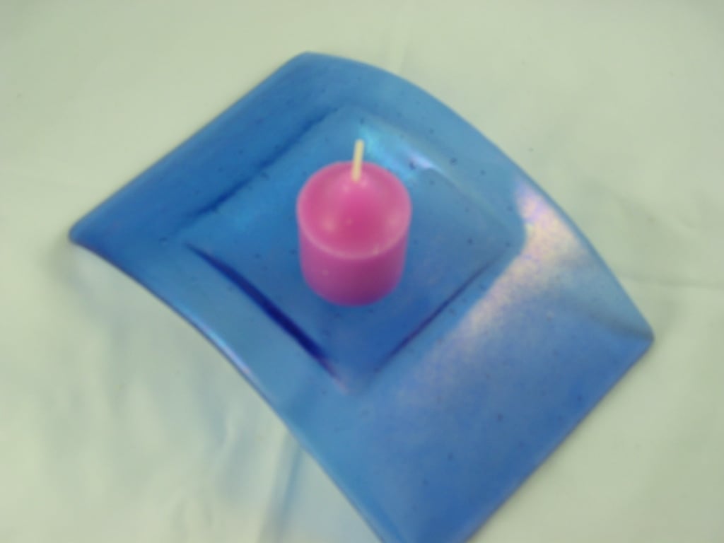 Single Candle Bridge Blue Irid by Kathy Kollenburn, Image 1.