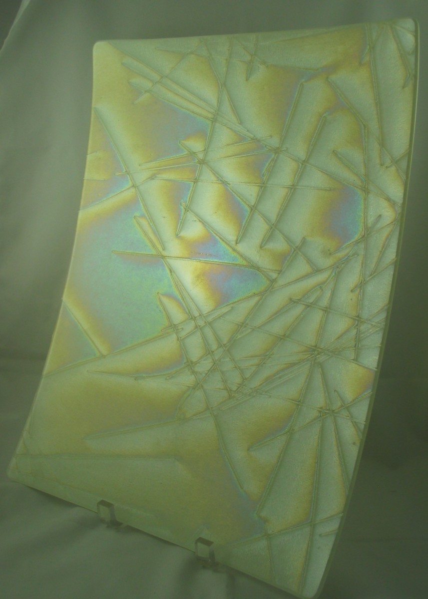 Large Platter--French Vanilla Irid by Kathy Kollenburn 