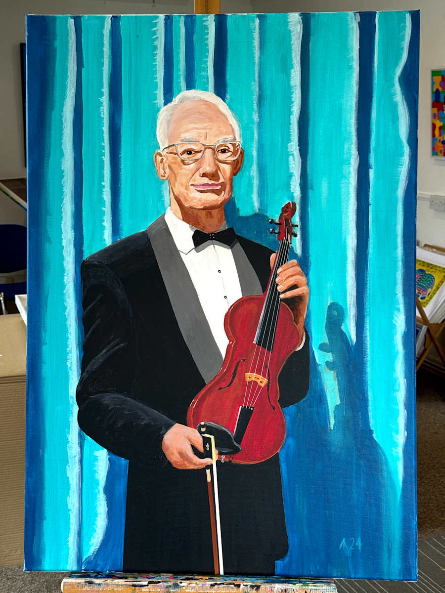 Self Portrait with the Cherub Violin by Martin Briggs 