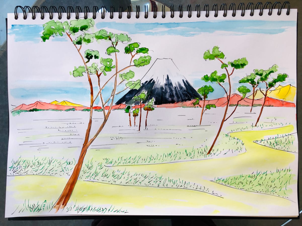 Japanese Landscape with Mount Fuji 