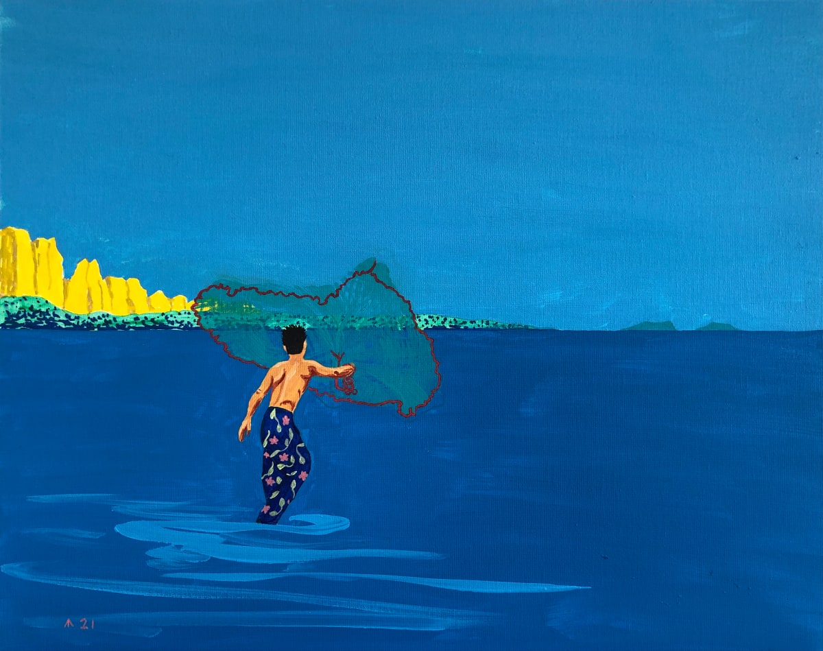 Landscape with Fisherman by Martin Briggs 