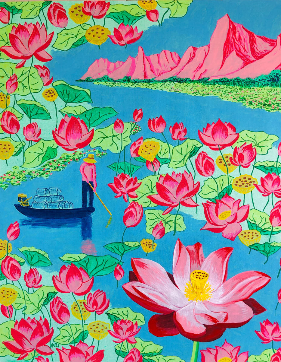 Landscape with Lotus Flowers by Martin Briggs 