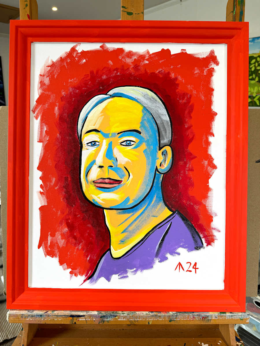 Self Portrait with a Red Background by Martin Briggs 