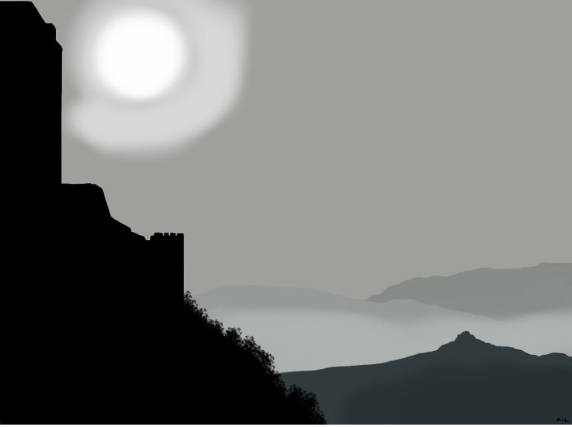 Morning Mist, Parador, Jaen by Martin Briggs 