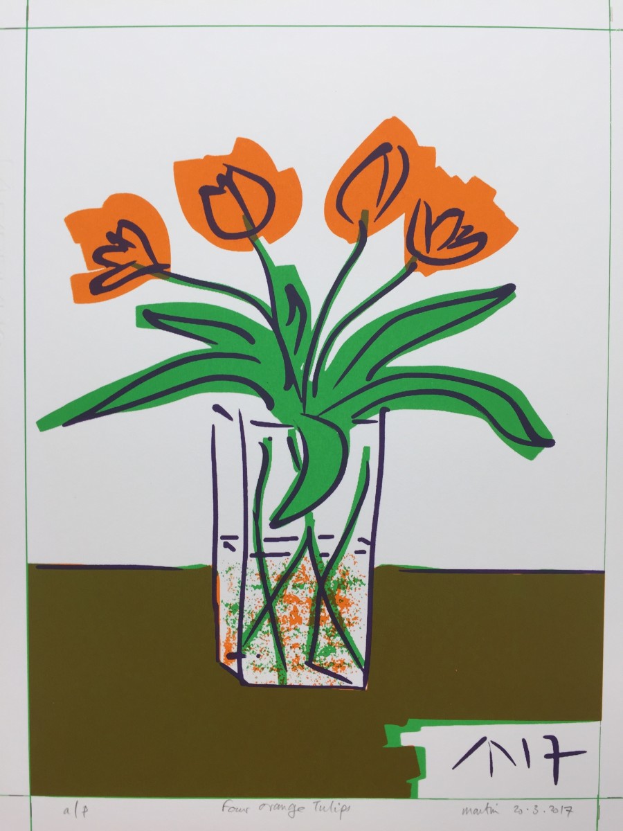 Four Orange Tulips by Martin Briggs 