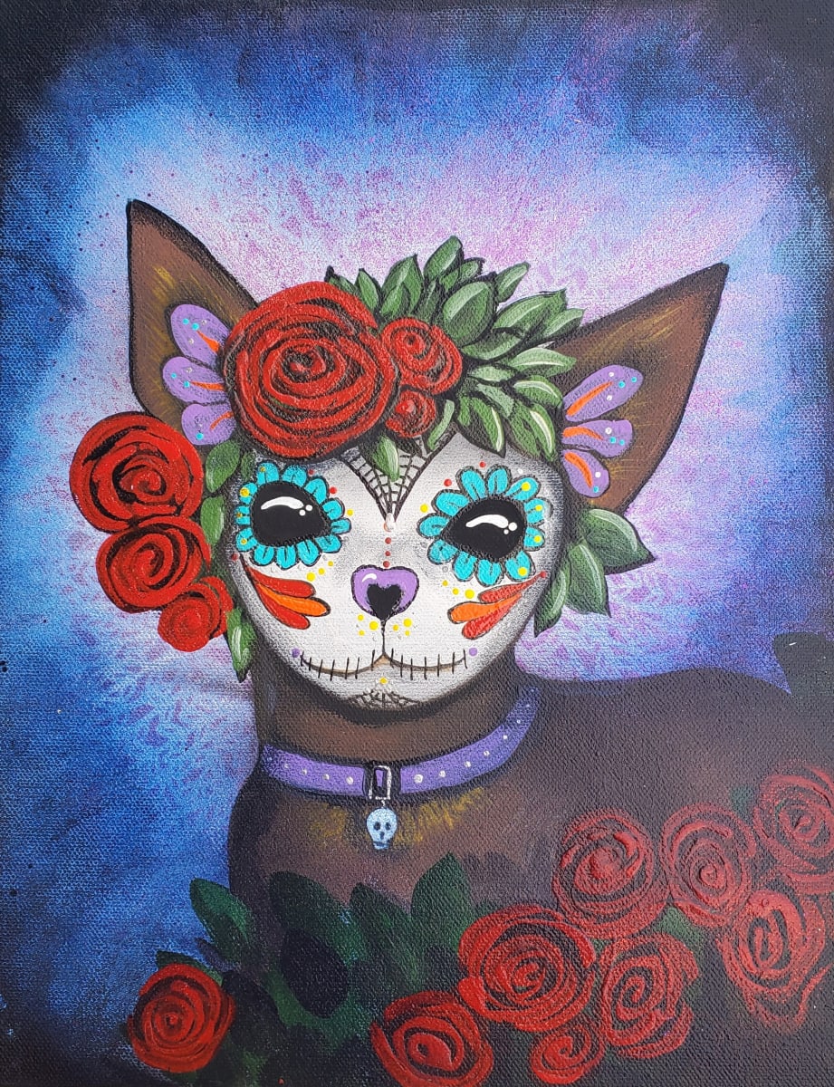 "Pets We Love #1" by Juju Bartush  Image: Pets We Love #1 -- Dia de los Muertos series