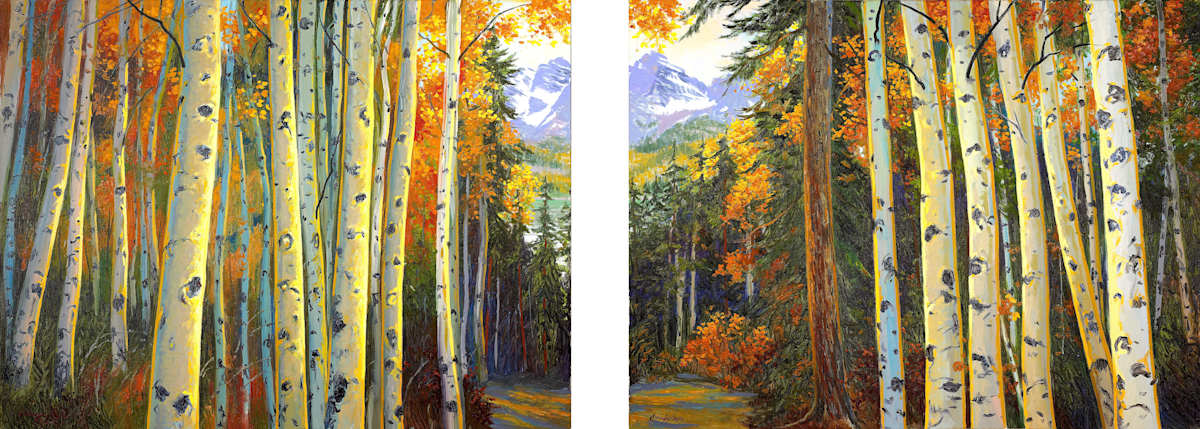 Aspen Abstract 1 & 2 by Schaefer/Miles Fine Art Inc. Kevin D. Miles & Wendy Sue Schaefer-Miles  Image: Aspen Abstract 1 & 2 (Diptych)