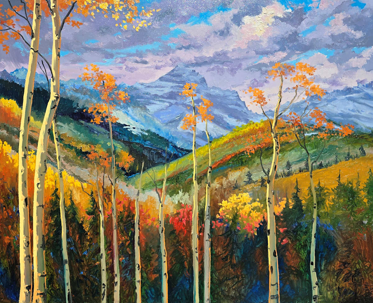 Telluride Gold by Schaefer/Miles Fine Art Inc. Kevin D. Miles & Wendy Sue Schaefer-Miles  Image: "Telluride Gold" Original Oil on Canvas 48" x 60"