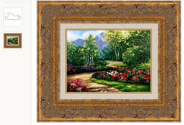 Garden Mountain Path Serigraph Hand Embellished Framed 