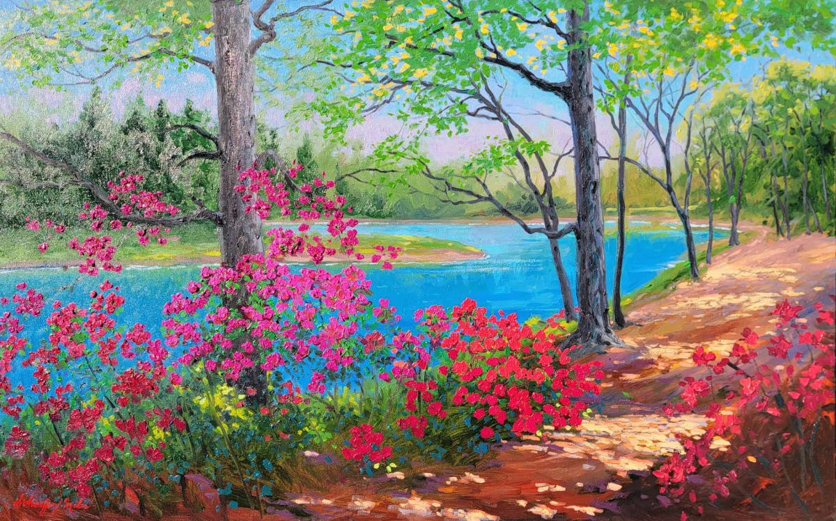 "Sweet Love Blooms" Oil 30" x 48" by Schaefer/Miles Fine Art Inc. Kevin D. Miles & Wendy Sue Schaefer-Miles  Image: "Sweet Love Blooms" Oil 30" x 48"