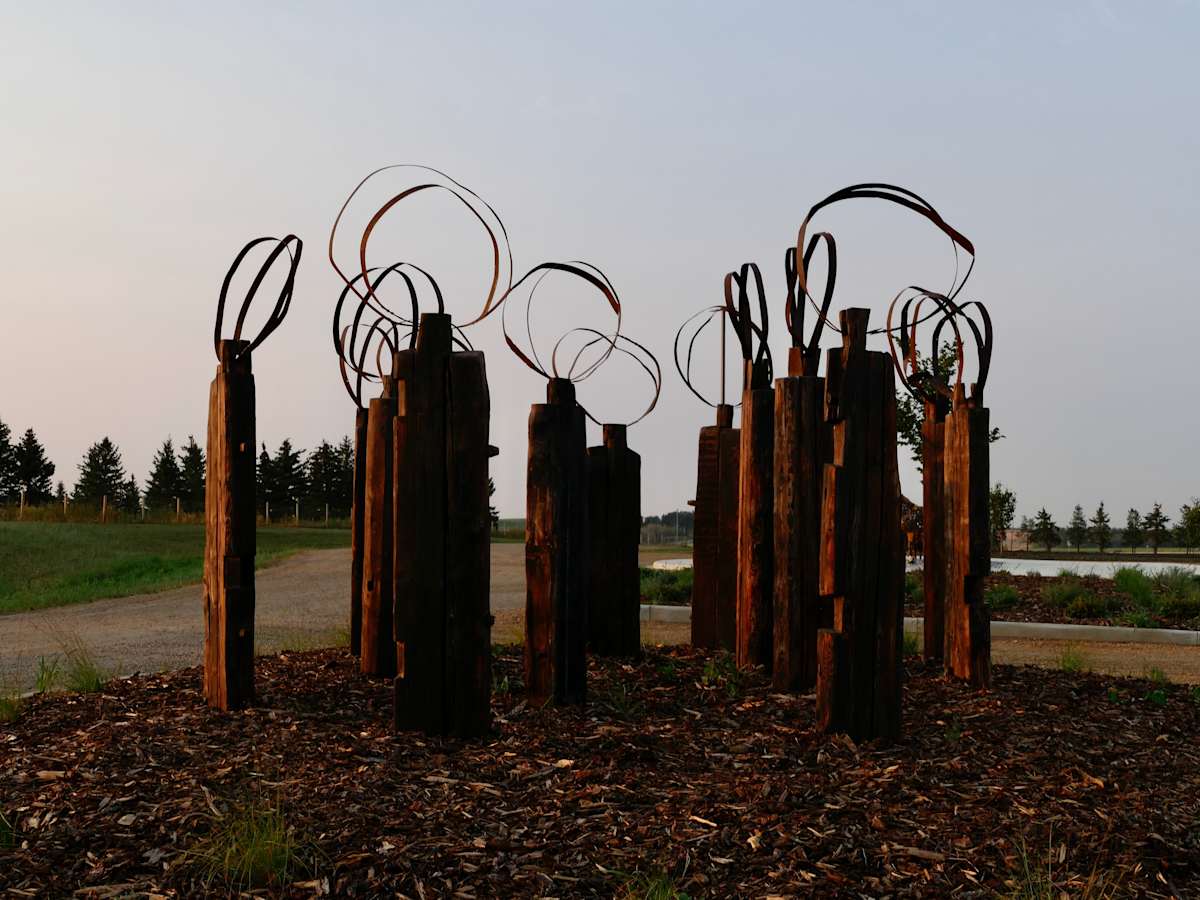 The Gathering by Paddy Lamb  Image: Public sculpture installed at The Pointe Agricultural Event Centre, Strathcona County, Alberta.