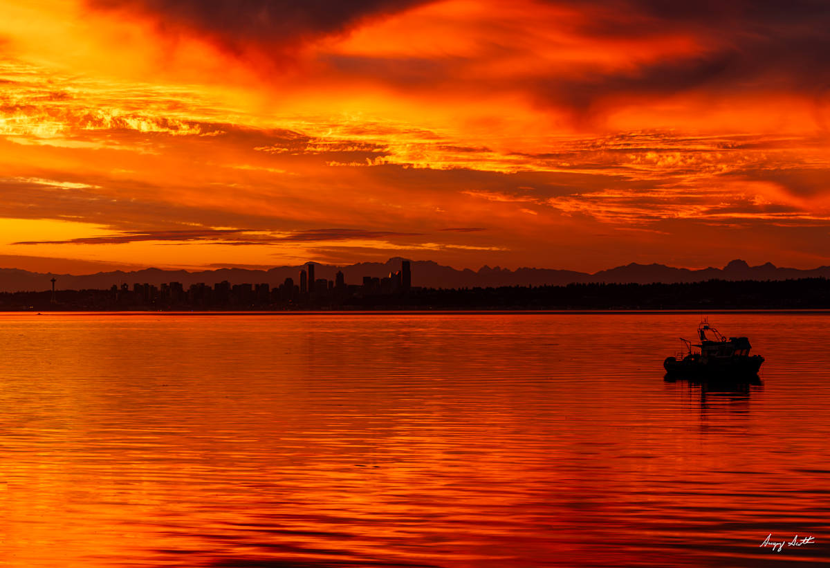 Seattle Skyline Sunrise #8500074 by Gregory Scott Studio, Image 1.