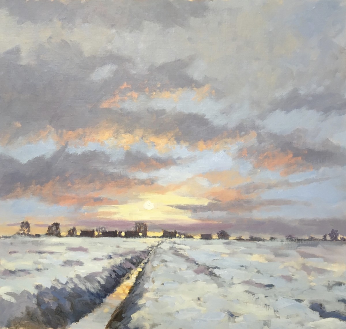 Sunset & Snow, Moulton by Mo Teeuw 