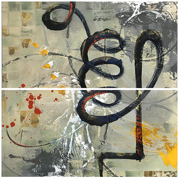 Secret Code (Diptych) by Lynette Ubel 