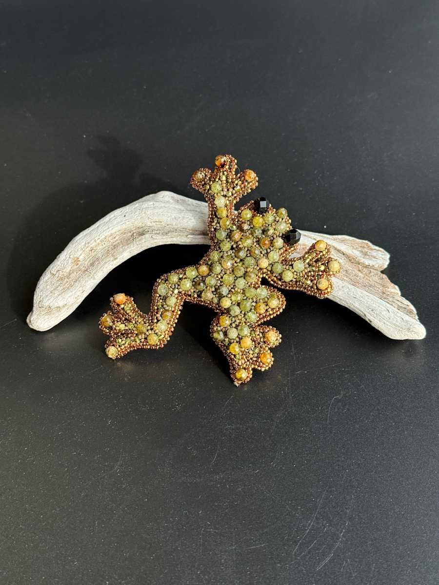 Peridot Frog Pin by Beadist By the Bay, Image 1.