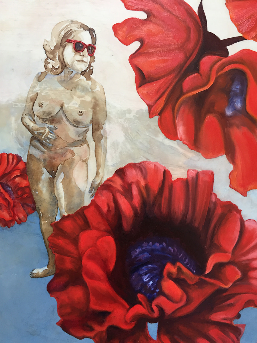 Diana didn't wish to be recognized so she hid among the giant poppies by Annette Nieukerk 
