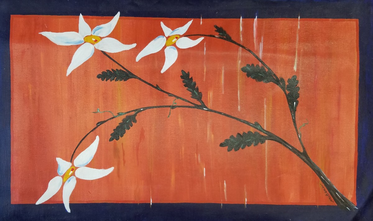 Orange with Flowers by M Shane 