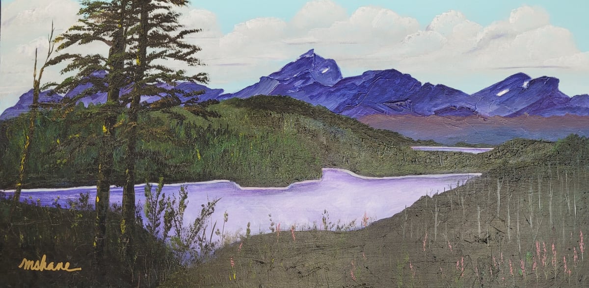 "Hungry Horse Reservoir at Glacier" by M Shane  Image: Side x Side adventure near Glacier took us up above the reservoir. Beautiful area with lots of water to explore. My photo interpreted in acrylic. 