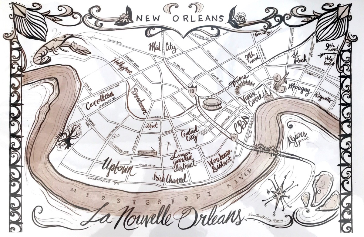 La Nouvelle Orleans (NOLA Map) by Monica Kelly 