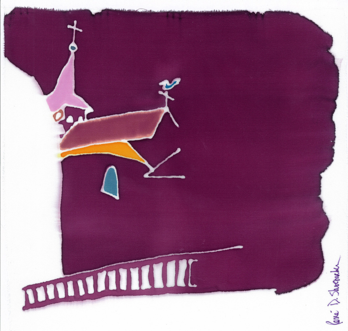 L’Eglise Ste-Croix vue d’en bas, Aubusson by René D. Shoemaker 