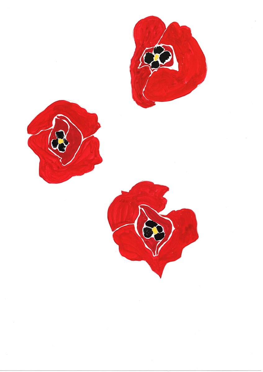 Poppies x 3 (Les trois coquelicots) by René D. Shoemaker  Image: Poppies x 3 (Les trois coquelicots)